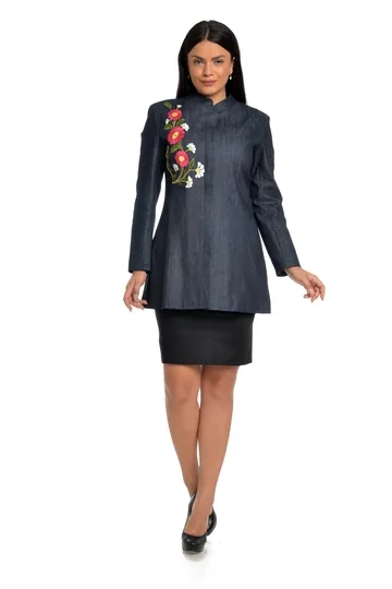 Trenci dama brodat T02D denim/broderie florala, Dress to Impress | marimea 38 DRESS TO IMPRESS INFINITY — preț și oferte