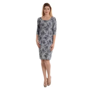 Rochie R2274 gri floral stiliat, Natalee | marimea S