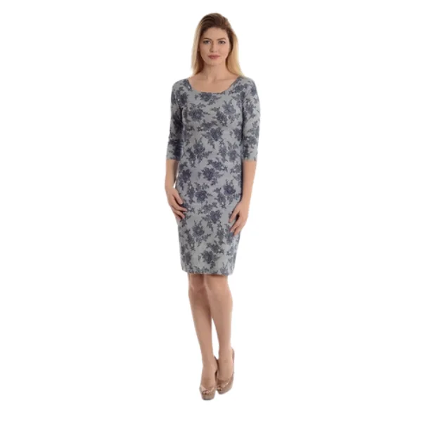 Rochie R2274 gri floral stiliat, Natalee | marimea S NATALEE INFINITY — preț și oferte