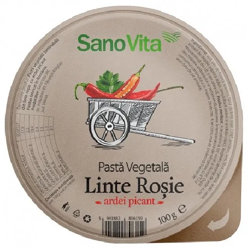 Pasta Vegetala Linte Rosie si Ardei Picant 100gr Sanovita — preț și oferte