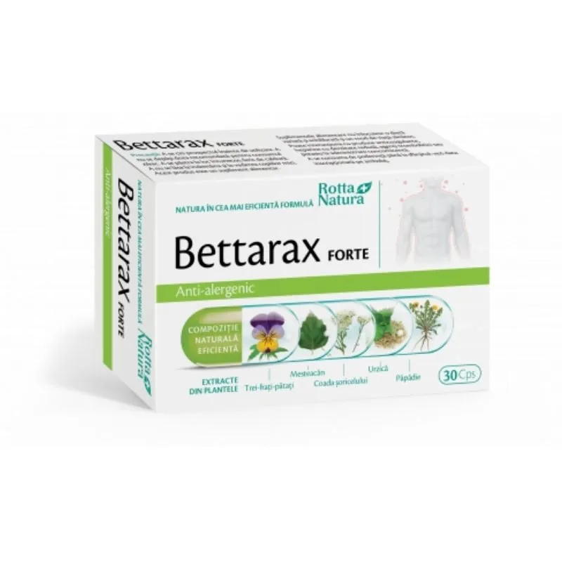 Bettarax forte, 30 capsule, Rotta Natura, combaterea alergiilor — preț și oferte