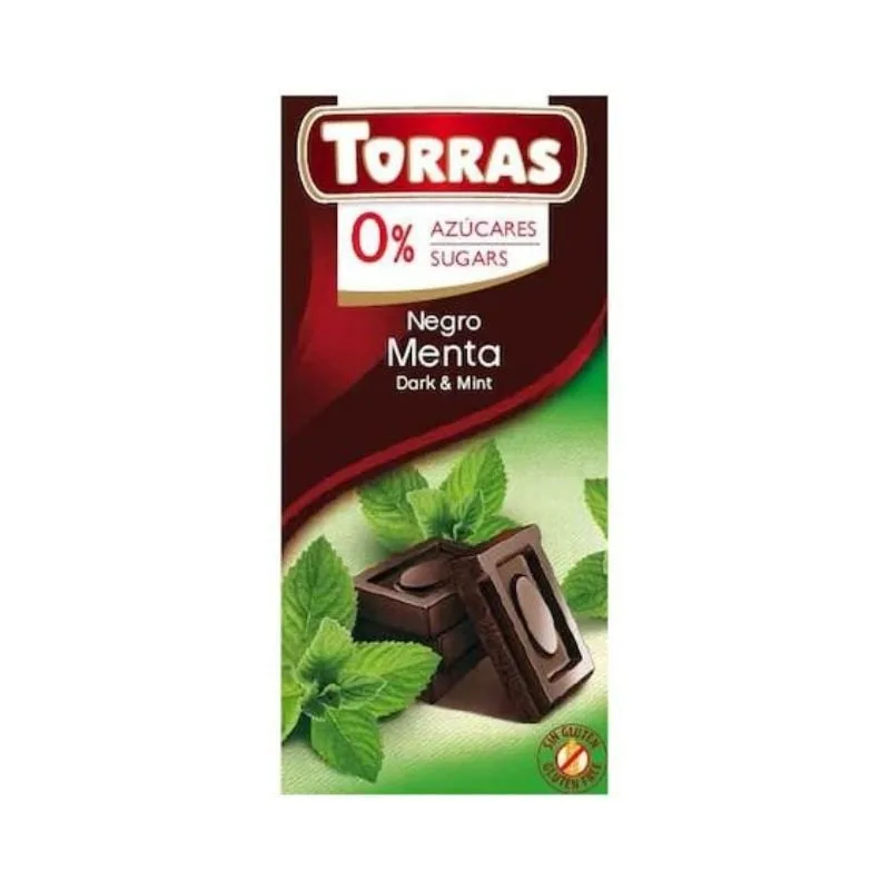 TORRAS Ciocolata neagra cu menta fara zahar si gluten, 75g — preț și oferte