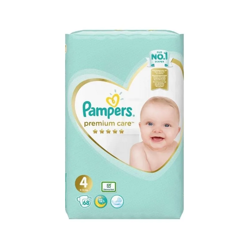 Scutece Premium Care 9 -14 kg, marimea 4, 68 bucati, Pampers — preț și oferte