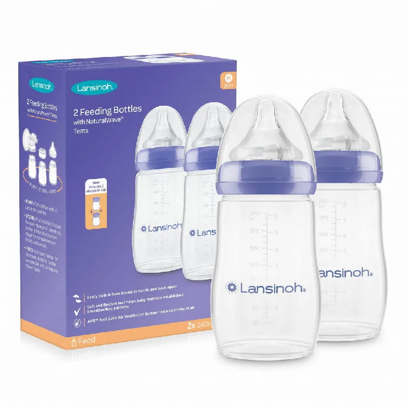 Pachet Biberon cu tetina NaturalWave, flux mediu, +3 luni, 2*240 ml, Lansinoh — preț și oferte
