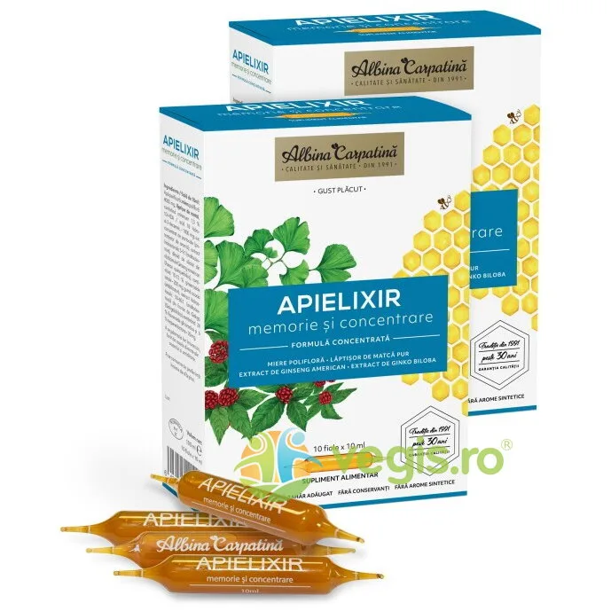 Apielixir Memorie si Concentrare 20+10 fiole x10ml Albina Carpatina — preț și oferte
