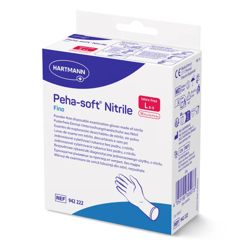 Manusi Albastre Nitrile Fino Peha Soft, Marimea L, 10 bucati, Hartmann — preț și oferte