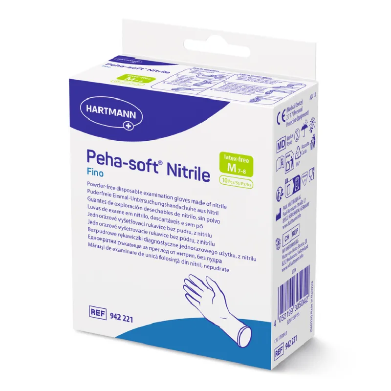 Manusi Albastre Nitrile Fino Peha Soft, Marimea M, 10 bucati, Hartmann — preț și oferte