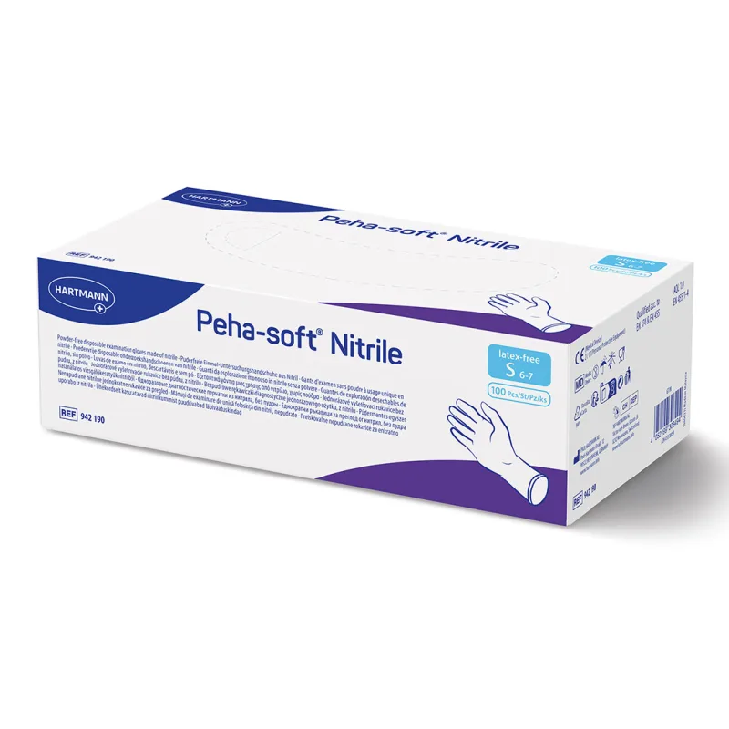 Manusi din nitril albastre Peha-Soft, Marimea S, 100 bucati, Hartmann — preț și oferte
