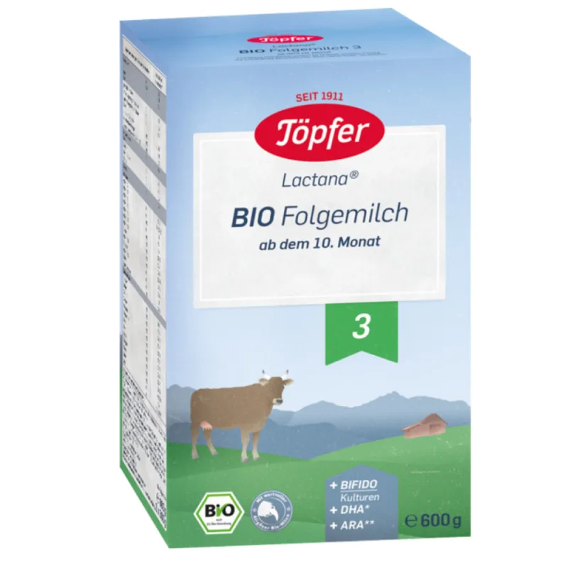 Lapte praf Bio 3 Lactana, +10 luni, 600 g, Topfer — preț și oferte