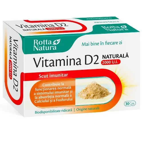 Vitamina D2 Naturala 2000 U.i 30cps, Rotta Natura — preț și oferte