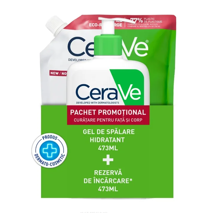 Cerave Pachet Gel Spalare Hidratant 473ml + Refill 473ml — preț și oferte