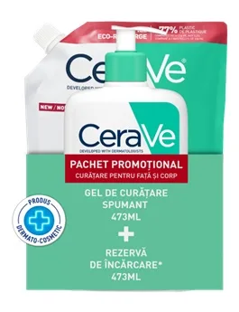 Cerave Pachet Gel Curatare Spumant,473ml + Refill Gel Curatare Spumant,473ml — preț și oferte