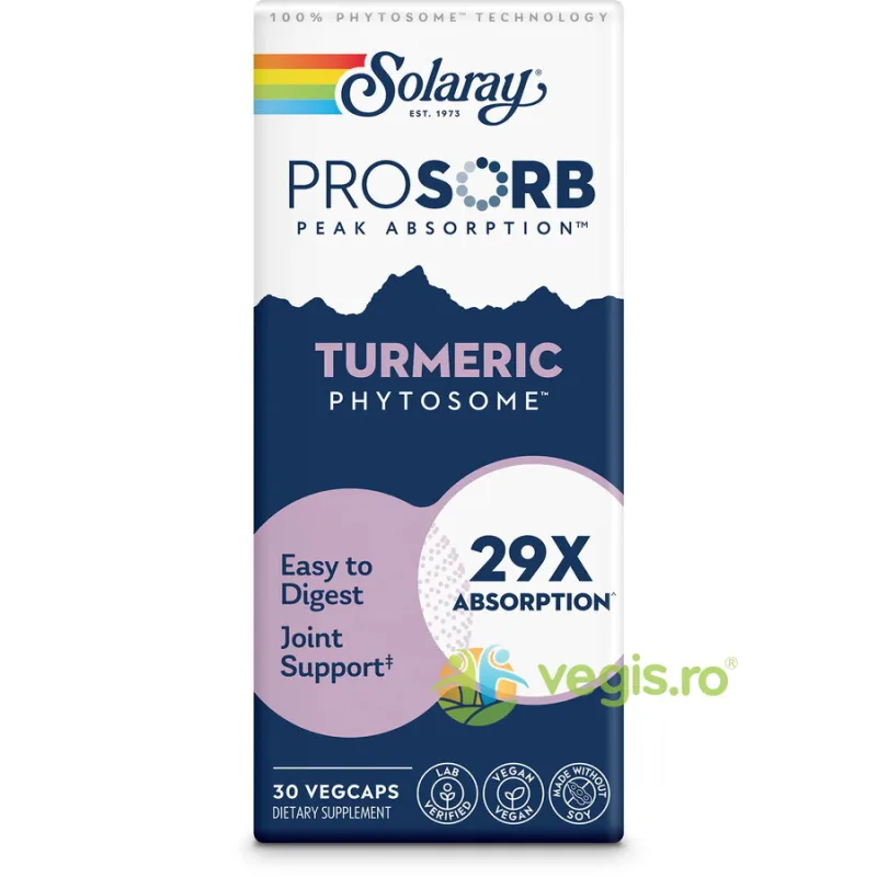 ProSorb Turmeric Phytosome 500mg 30cps vegetale Secom, Solaray — preț și oferte