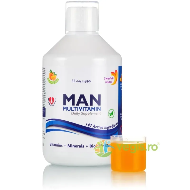 Multivitamine Lichide pentru Barbati cu 147 Ingrediente Active: Vitamine, Minerale, Aminoacizi si Verdeturi 500ml SWEDISH NUTRA — preț și oferte