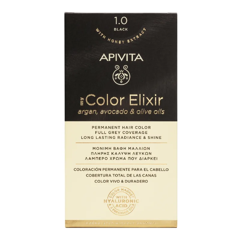 Vopsea de par My Color Elixir, Black N1.0, 155 ml, Apivita — preț și oferte