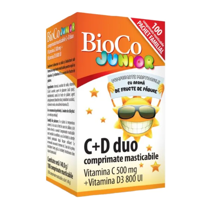 Vitamina C+D Junior, 100 comprimate, BioCo — preț și oferte