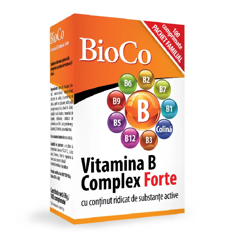 Vitamina B Complex Forte, 100 comprimate, BioCo — preț și oferte