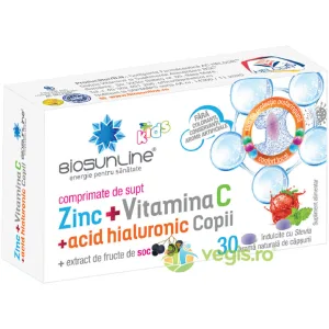 Zinc + Vitamina C si Acid Hialuronic pentru Copii 30cpr