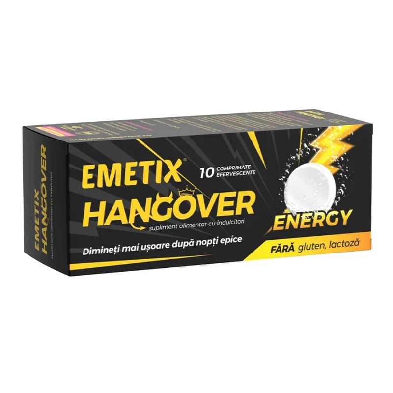 Emetix Hangover Energy, 10 comprimate efervescente, Fiterman FITERMAN PHARMA — preț și oferte