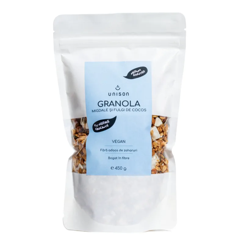 Granola cu migdale si fulgi de cocos, 450g, Unison — preț și oferte