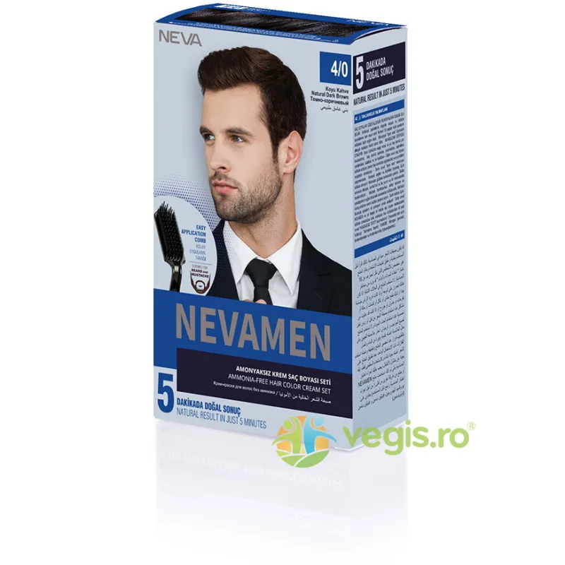 Vopsea de Par pentru Barbati fara Amoniac Saten Inchis Natural 4/0 Nevamen 150ml — preț și oferte