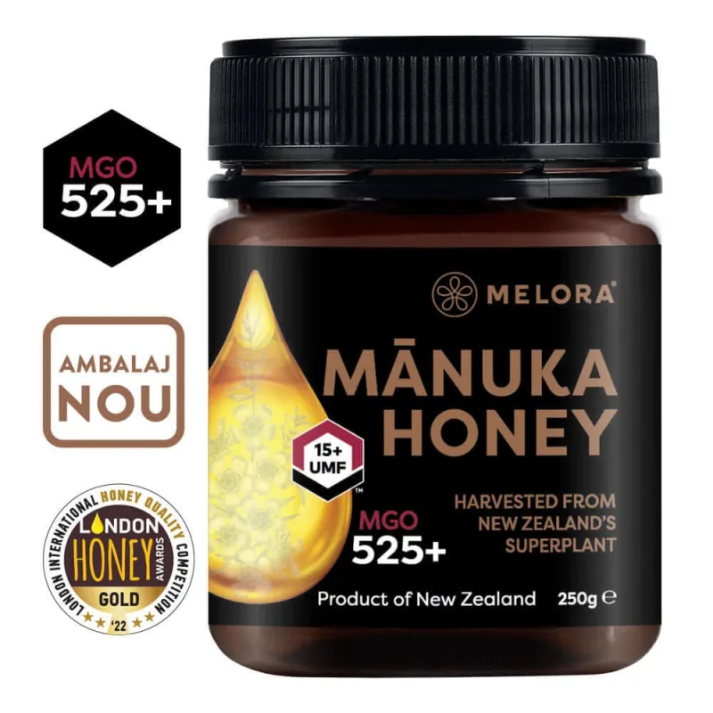 Miere de Manuka Melora, MGO 525+ (UMF 15) naturala, 250 g, Noua Zeelanda — preț și oferte