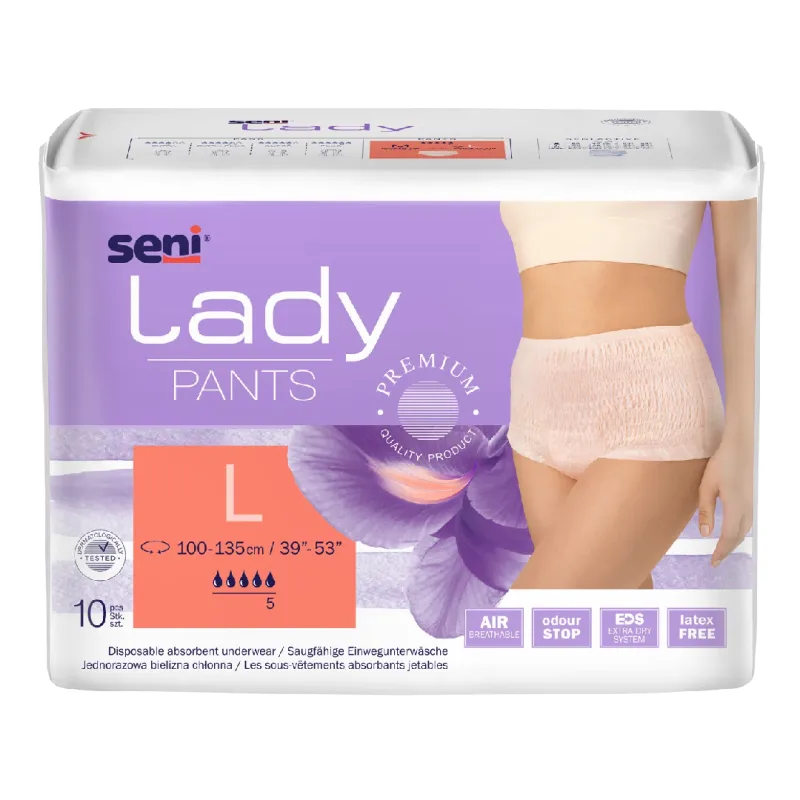Chilot elastic absorbant, Lady Pants, L, 10 bucati, Seni — preț și oferte