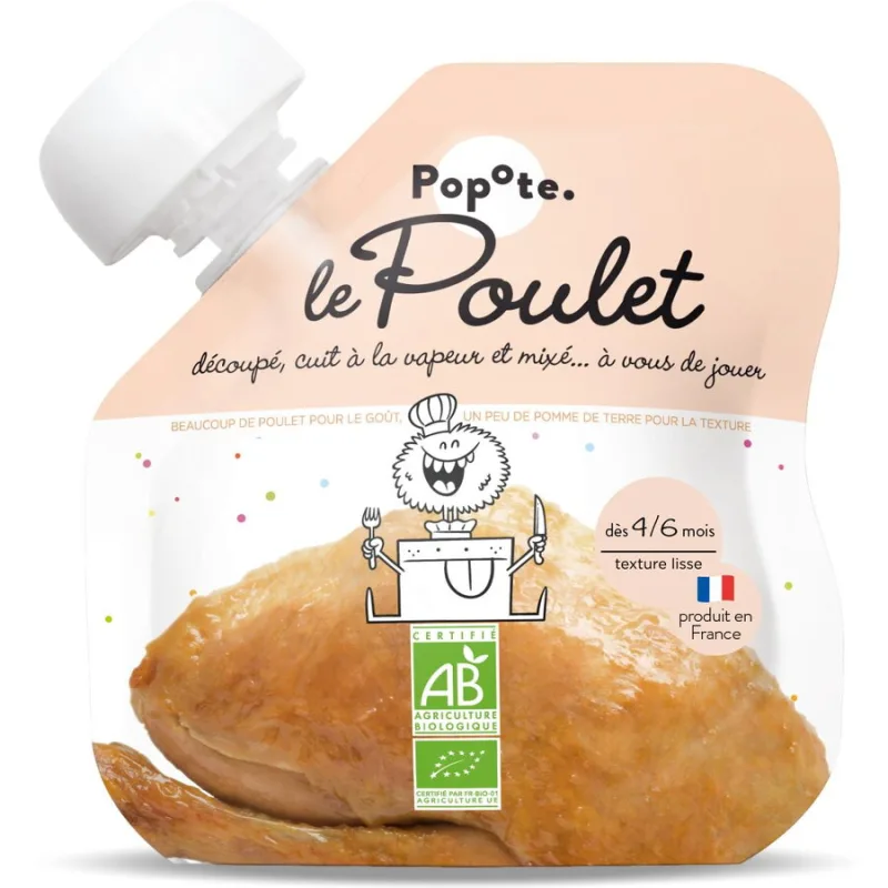 Piure cu 51% Carne de Pui pentru Copii +4-6 Luni Ecologic/Bio 60g POPOTE — preț și oferte