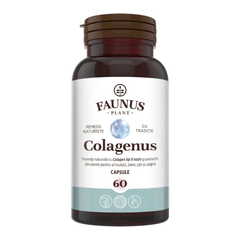 Colagen tip 2 pentru articulatii, oase, piele si par Colagenus, 60 capsule, Faunus Plant — preț și oferte