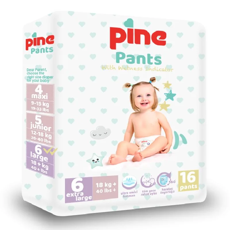 Scutece tip chilot Pants, 6 Extra Large, +18 kg, 16 bucati, Pine — preț și oferte