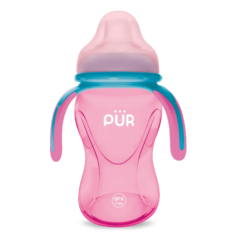 Cana cu prindere multipla, +6luni, roz, 250ml, PUR PUR BABY — preț și oferte