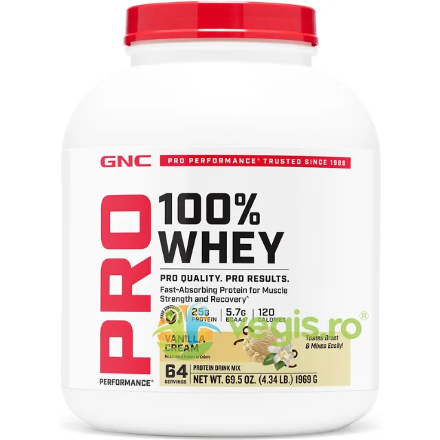 Proteina din Zer cu Aroma de Vanilie Testata Antidoping 1969g GNC — preț și oferte