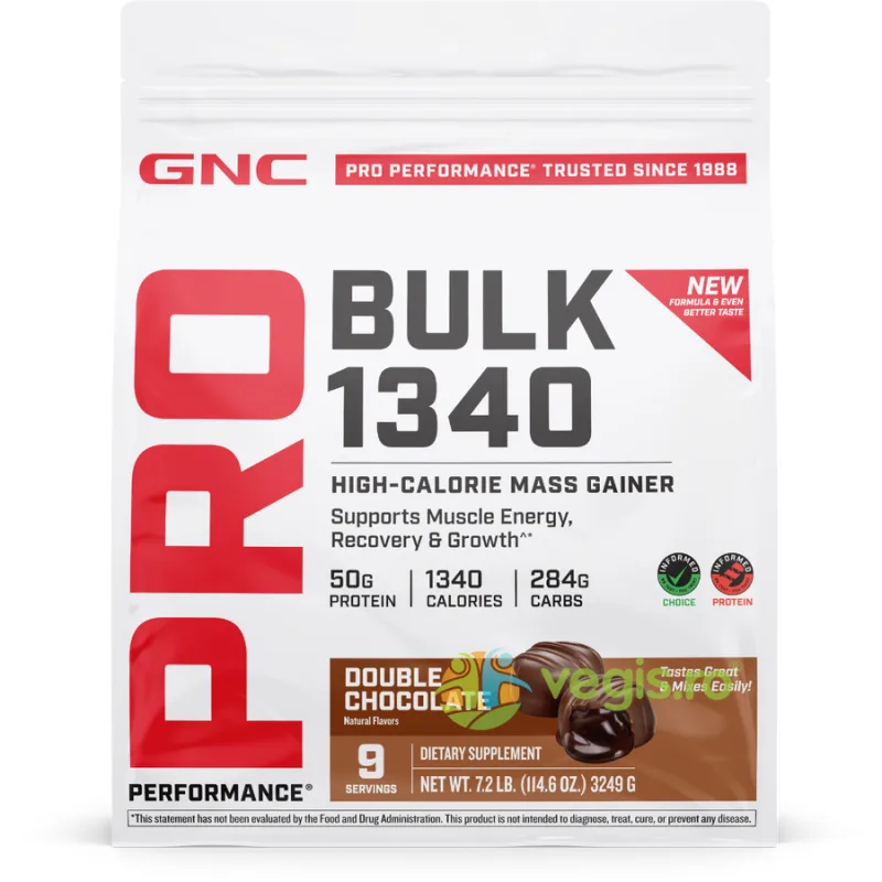 Formula Proteica pentru Crestere in Greutate cu Aroma de Ciocolata Testata Antidoping 3249g GNC — preț și oferte