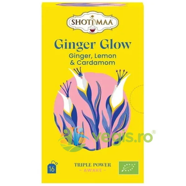 Ceai cu Ghimbir, Lamaie si Cardamom Awake Ginger Glow Ecologic/Bio 16dz Shotimaa — preț și oferte