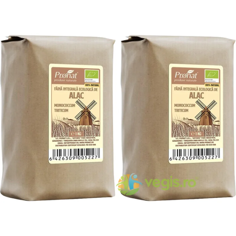 Pachet Faina Integrala de Alac Ecologica/Bio 1kg+1kg PRONAT — preț și oferte