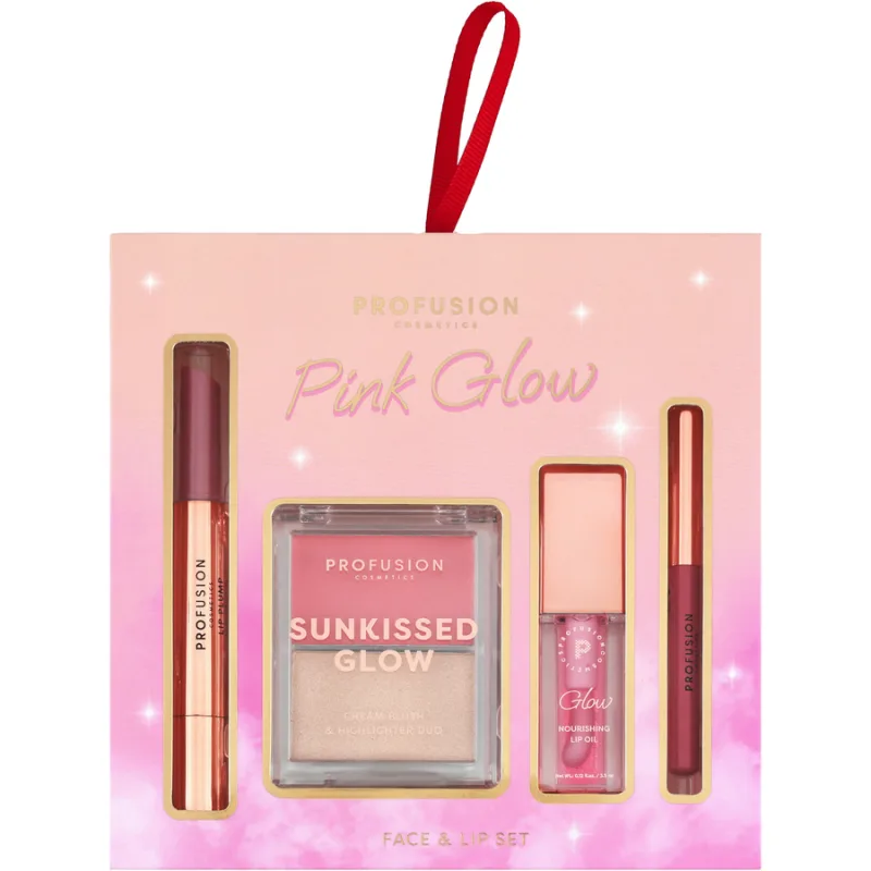 Set pentru Machiaj Pink Glow Gloss de Buze 1.5g + Paleta Duo Blush 2.2g + Iluminator 2.5g + Ulei de Buze Colorat 3.5ml + Creion pentru Buze 0.6g PROFUSION COSMETICS — preț și oferte