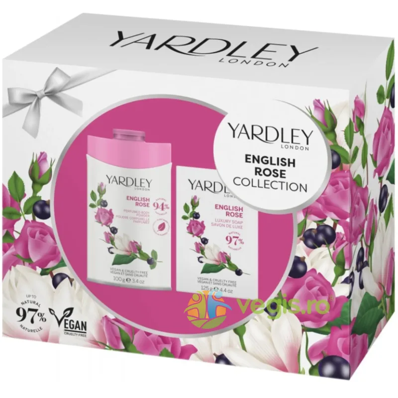 Set Duo Pudra de Corp 100g + Sapun cu Parfum de Trandafir Englezesc English Rose Collection 120g YARDLEY LONDON — preț și oferte