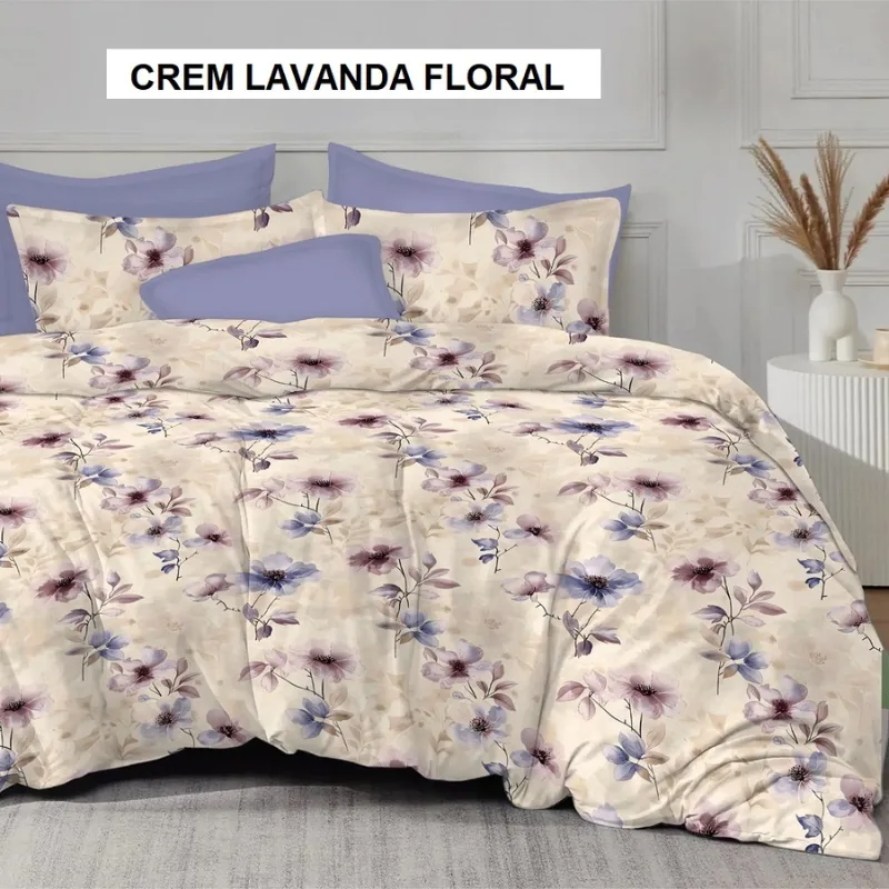 Lenjerie pat FINET (6 piese) crem lavanda floral 230x250 cm, Ralex | 1 buc RALEX INFINITY — preț și oferte