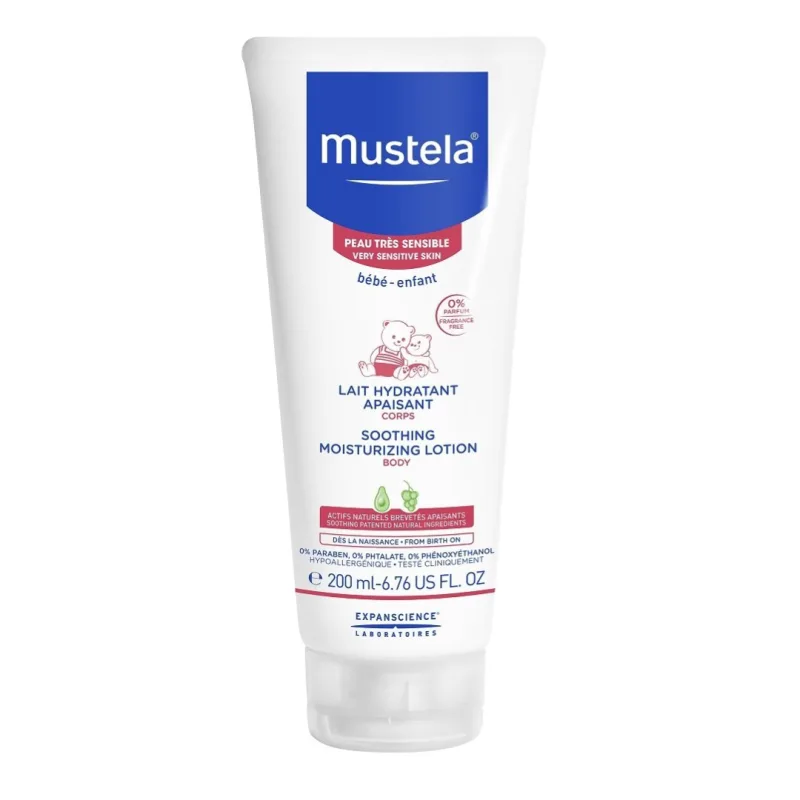 Lapte hidratant calmant pentru piele sensibila, 200 ml, Mustela — preț și oferte