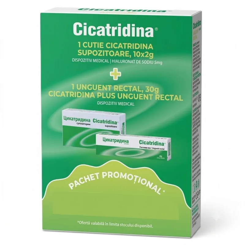 Cicatridina supozitoare 10 bucăți + Cicatridina unguent rectal plus 30 g, Naturpharma — preț și oferte