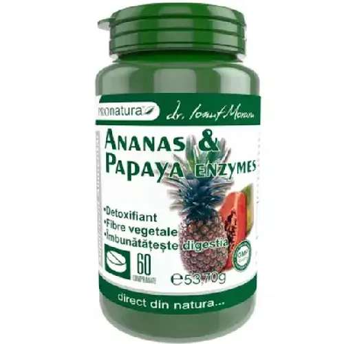 Enzime Ananas si Papaya, 60cps, Pro Natura — preț și oferte