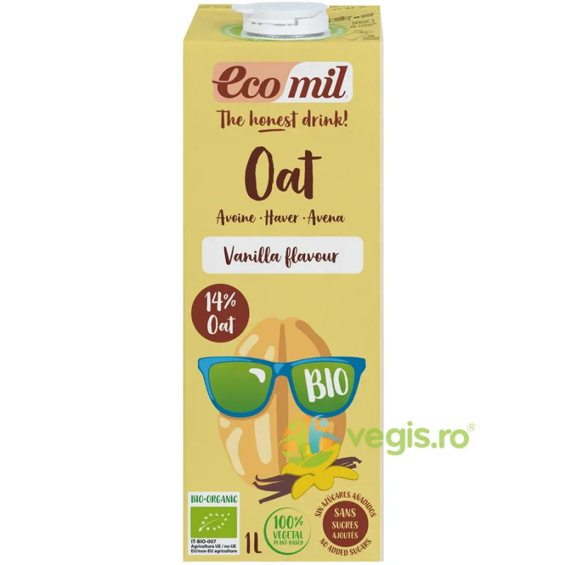 Bautura de Ovaz cu Aroma de Vanilie fara Zahar Adaugat Ecologica/Bio 1L EcoMil — preț și oferte