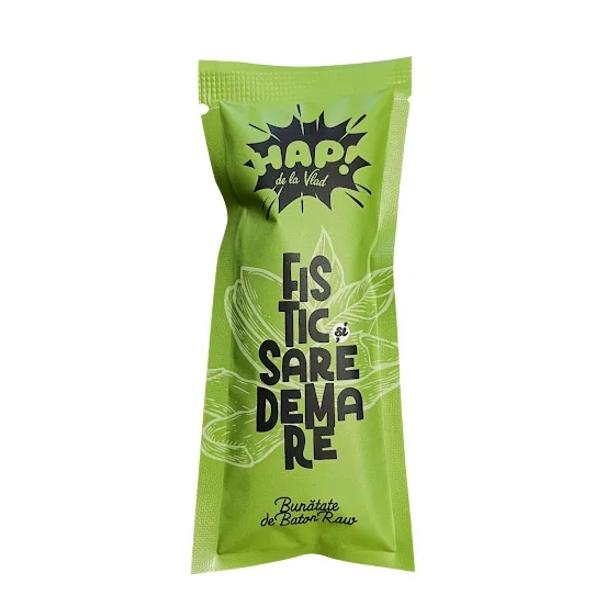 Baton raw vegane Fistic si sare de Mare, 45g Hap! de la Vlad — preț și oferte