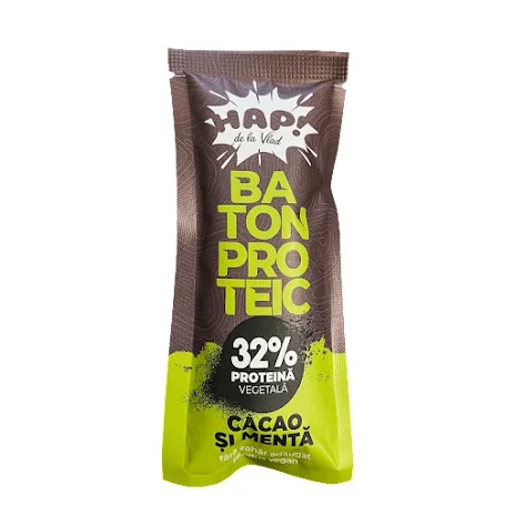 Baton raw vegan cacao si menta PROTEIC 32% 45g, Hap! de la Vlad — preț și oferte