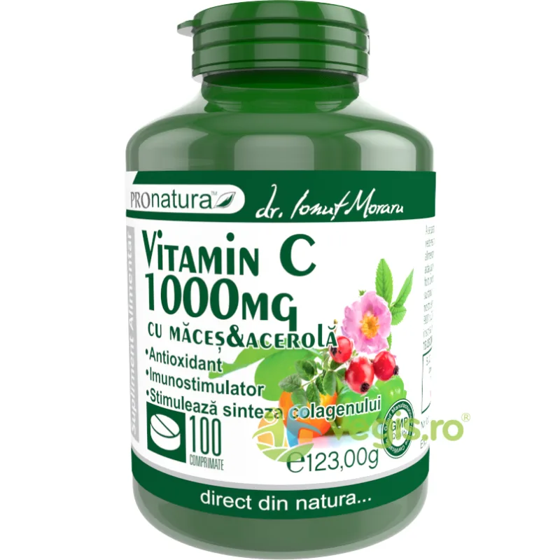 Vitamina C 1000mg cu Macese si Acerola (Aroma de Grapefruit) 100cpr Medica - Pro Natura — preț și oferte