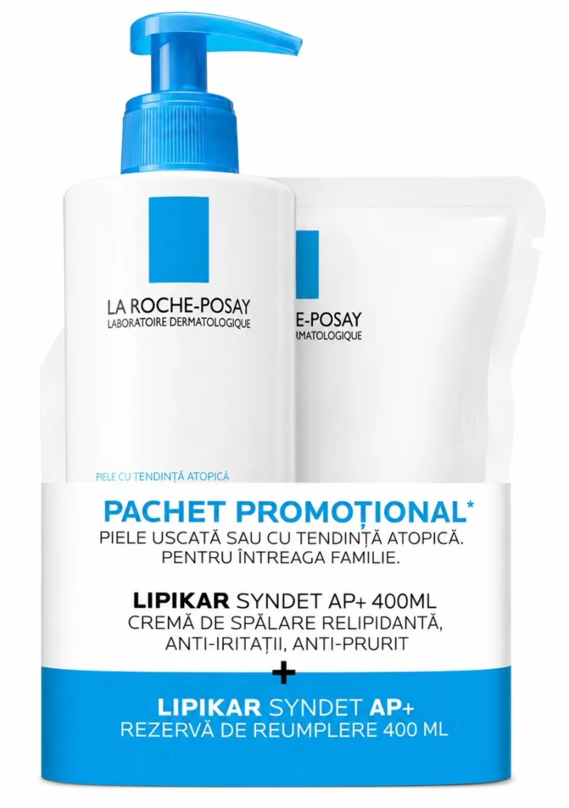 Lipikar Syndet AP+ Cremă de Spălare PU, 400 ml + Rezervă 400 ml, LA ROCHE-POSAY — preț și oferte