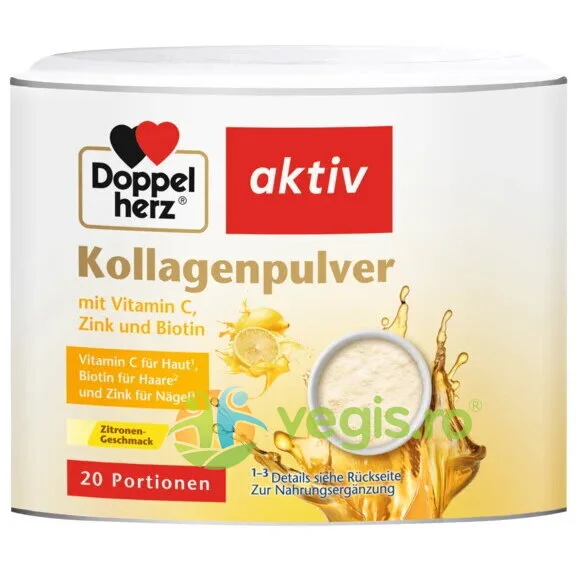 Kollagen Pudra cu Vitamina C, Zinc si Biotina cu Aroma de Lamaie 150g DOPPELHERZ — preț și oferte