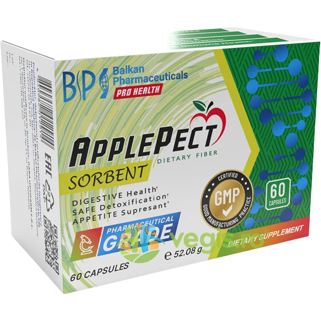 Apple Pect Pectina de Mar pentru Detoxifiere si Digestie 60cps Balkan Pharmaceuticals — preț și oferte