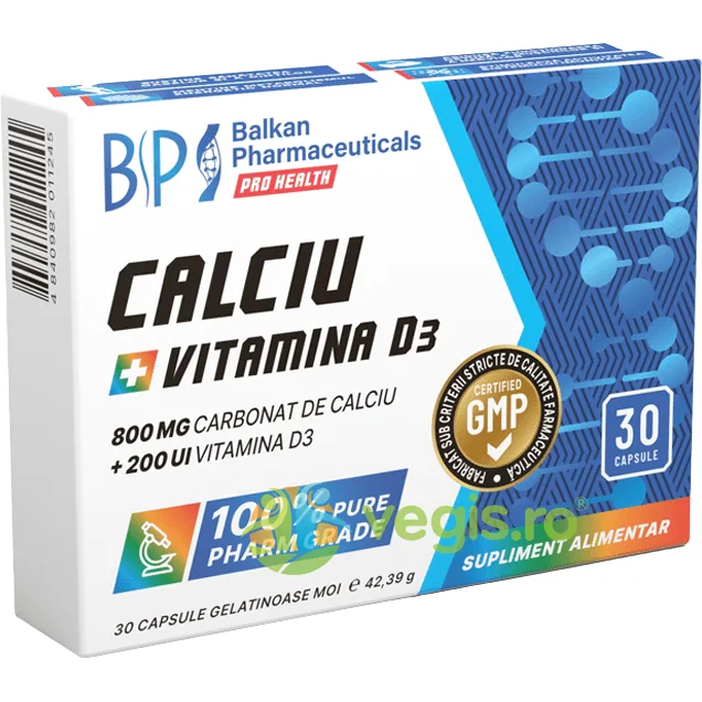 Calciu + Vitamina D3 30cps moi Balkan Pharmaceuticals — preț și oferte