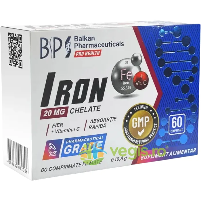 Iron Chelat 20mg 60cpr Balkan Pharmaceuticals — preț și oferte